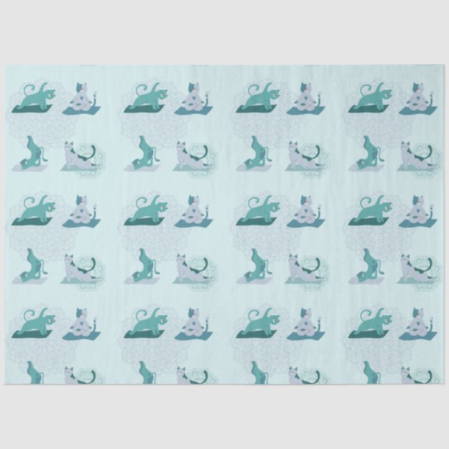 Green Yoga Cats Tissue Paper (Front)