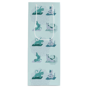 Green Yoga Cats Wine Gift Bag