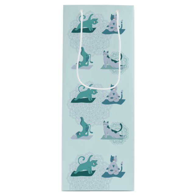 Green Yoga Cats Wine Gift Bag (Front)
