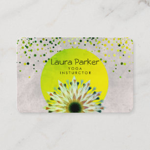 Green Yoga Instructor Lotus Flower Watercolor Business Card