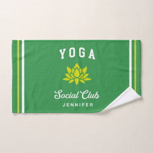 Green Yoga Social Club Custom Name Hand Towel