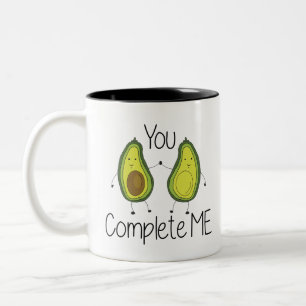 Green You Complete Me Avocado Cartoon Friends Two-Tone Coffee Mug