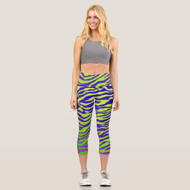 Green Zebra Capri Leggings (Front)