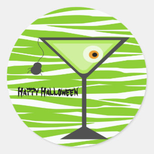 Green Zebra Eyeball Cocktail Halloween Sticker