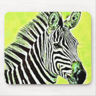 Green Zebra Head Mousepad