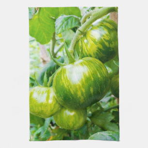 Green Zebra Heirloom Tomatoes on the Vine Tea Towel