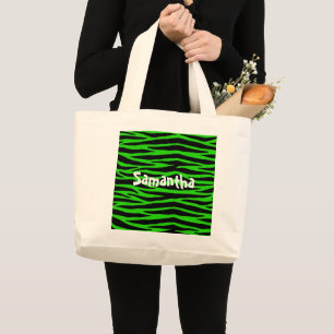 Green Zebra Large Tote Bag