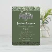 Green Zebra Print Birthday
