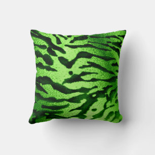 Green Zebra Print Cushion