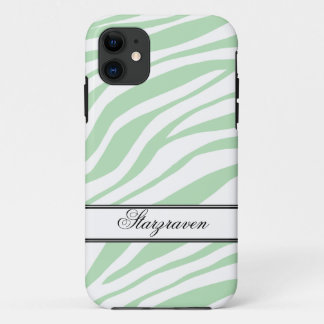 Green Zebra Print personalised iPhone 5 Case