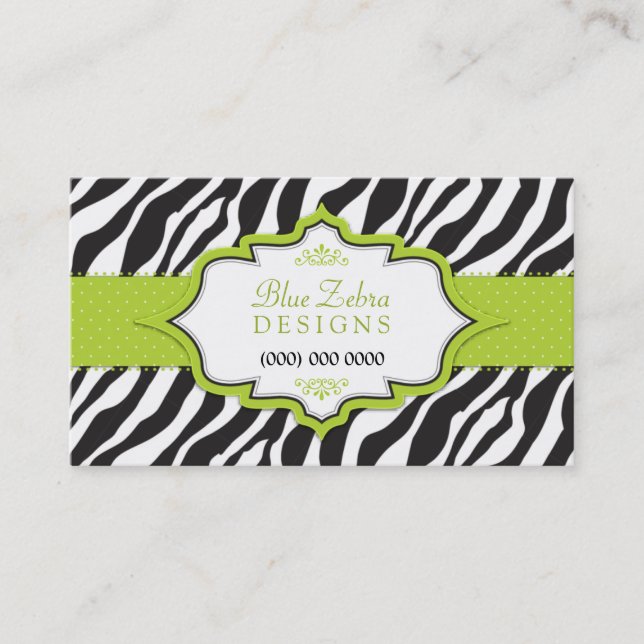 Green Zebra Ribbon Business Card (Front)