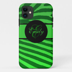 Green zebra stripes customisable iphone 5 case