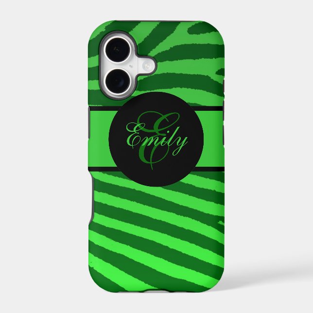 Green zebra stripes customisable iphone 5 case (Back)