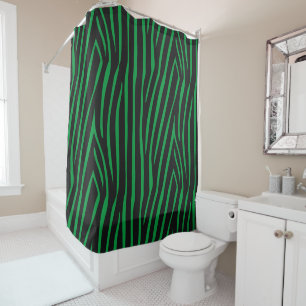 Green Zebra Stripes Shower Curtain