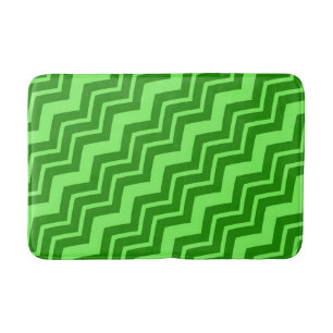 Green Zig Zag Chevron Pattern Design Bath Mat