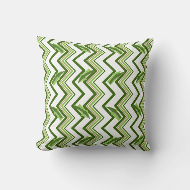 Green Zig Zag Stripes and Arrows Cushion (Front)