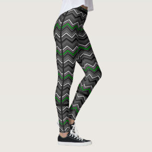 Green Zig Zag with Black Striping...C Diff Leggings