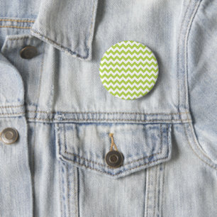 Green Zigzag, Green Chevron, Geometric Pattern 6 Cm Round Badge