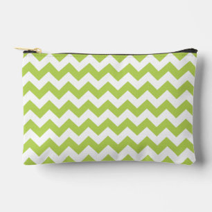 Green Zigzag, Green Chevron, Geometric Pattern Accessory Pouch