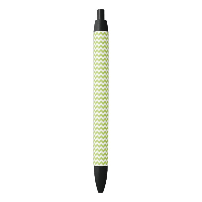 Green Zigzag, Green Chevron, Geometric Pattern Black Ink Pen (Front Vertical)
