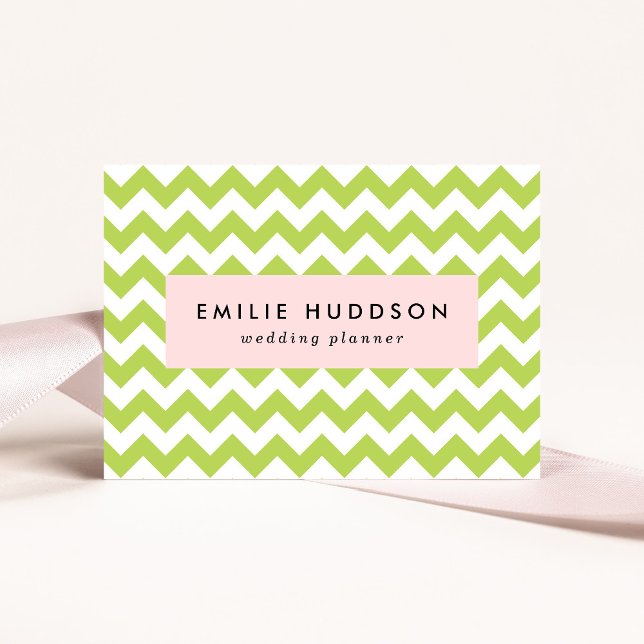 Green Zigzag, Green Chevron, Geometric Pattern Business Card (Creator Uploaded)