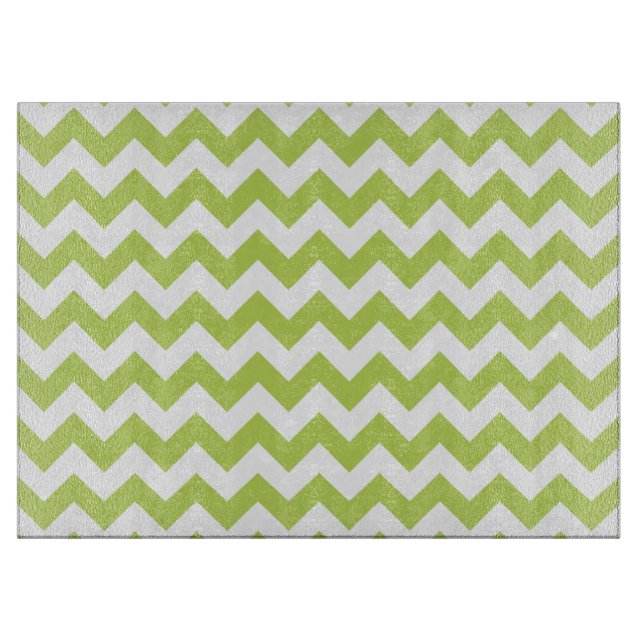 Green Zigzag, Green Chevron, Geometric Pattern Cutting Board (Front)