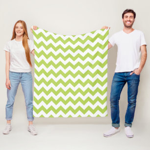Green Zigzag, Green Chevron, Geometric Pattern Fleece Blanket