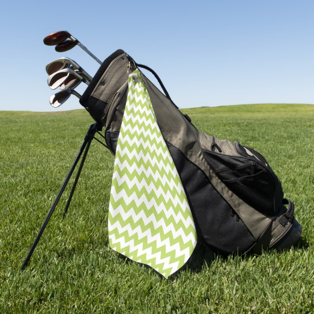Green Zigzag, Green Chevron, Geometric Pattern Golf Towel (Green)