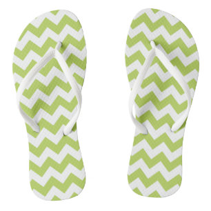 Green Zigzag, Green Chevron, Geometric Pattern Jandals