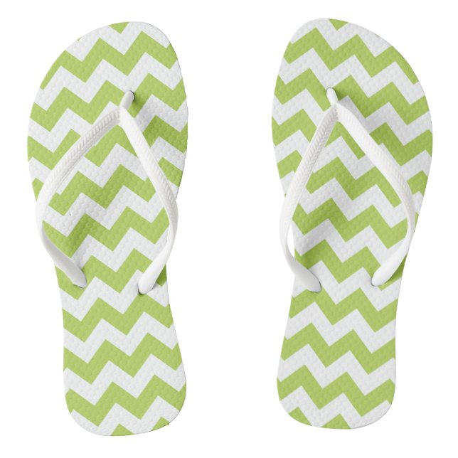 Green Zigzag, Green Chevron, Geometric Pattern Jandals (Footbed)