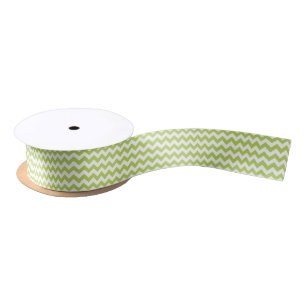 Green Zigzag, Green Chevron, Geometric Pattern Satin Ribbon