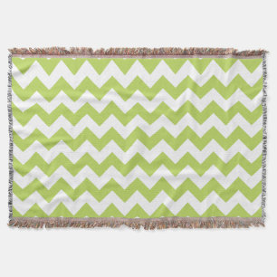 Green Zigzag, Green Chevron, Geometric Pattern Throw Blanket
