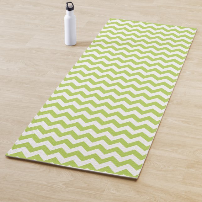 Green Zigzag, Green Chevron, Geometric Pattern Yoga Mat (In Situ)