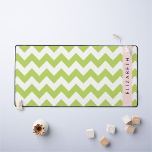 Green Zigzag, Green Chevron, Your Name Desk Mat