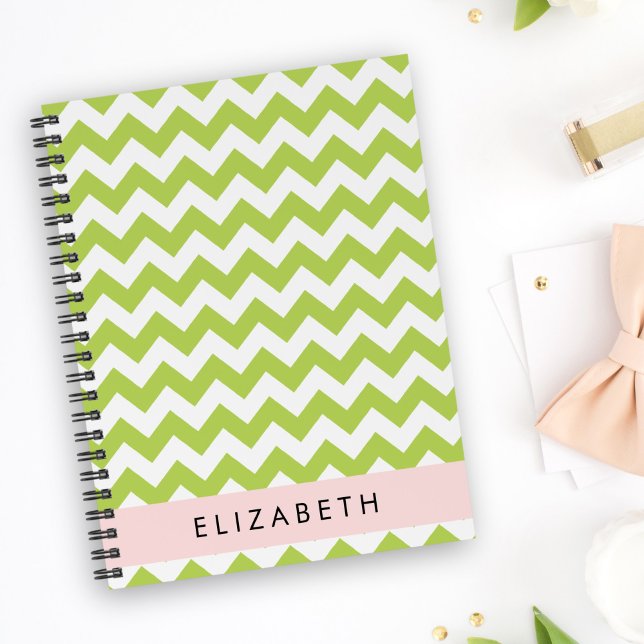 Green Zigzag, Green Chevron, Your Name Notebook (Creator Uploaded)