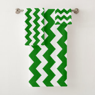 Green Zigzag Striped Bath Towel Set