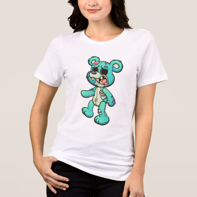Green Zombie Bear Tri-Blend Shirt (Front)