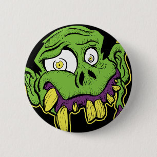 Green Zombie Head 6 Cm Round Badge