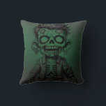 Green Zombie Kid Halloween Birthday Party Cushion<br><div class="desc">Throw Pillow</div>