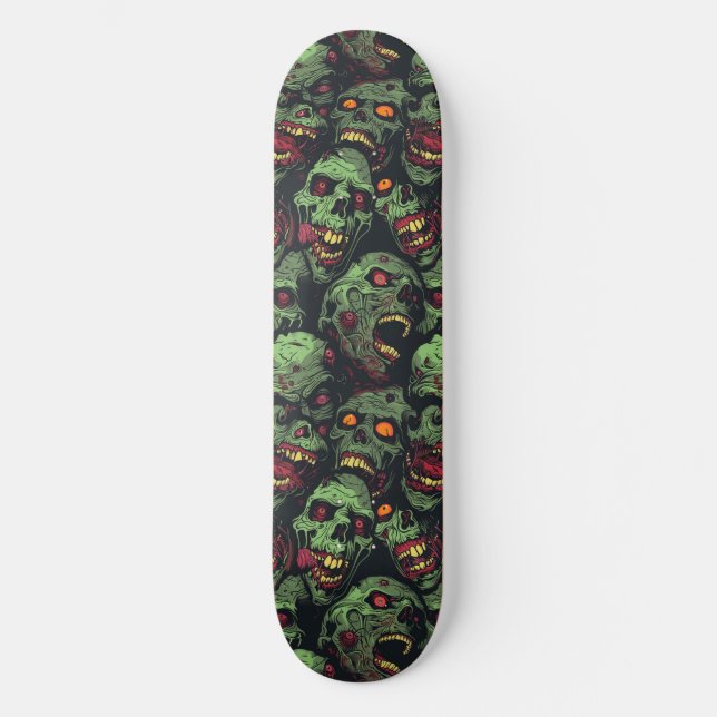 Green Zombie Spooky Halloween Skateboard (Front)