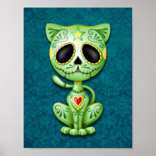 Green Zombie Sugar Kitten Poster