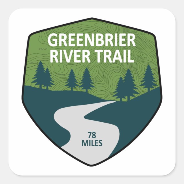 Greenbrier River Trail Square Sticker (Front)
