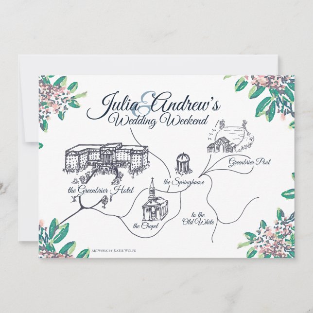 Greenbrier Wedding Weekend Schedule Invitation (Front)