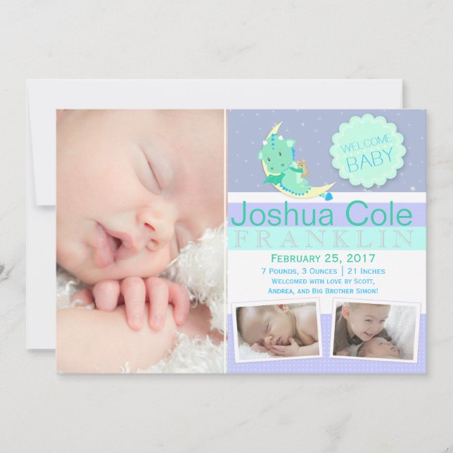 GreenDragon Photo Birth Announcement (Front)