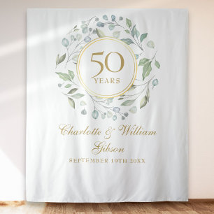 Greenery 50th Anniversary Photo Booth Backdrop Tapestry