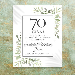 Greenery 70th Wedding Anniversary Welcome Sign