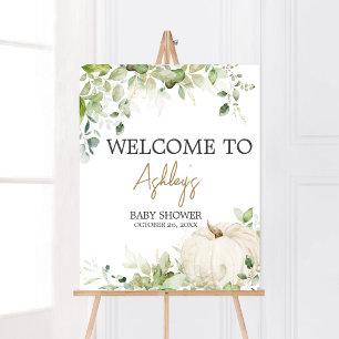Greenery A Little Pumpkin Welcome Baby Shower Poster