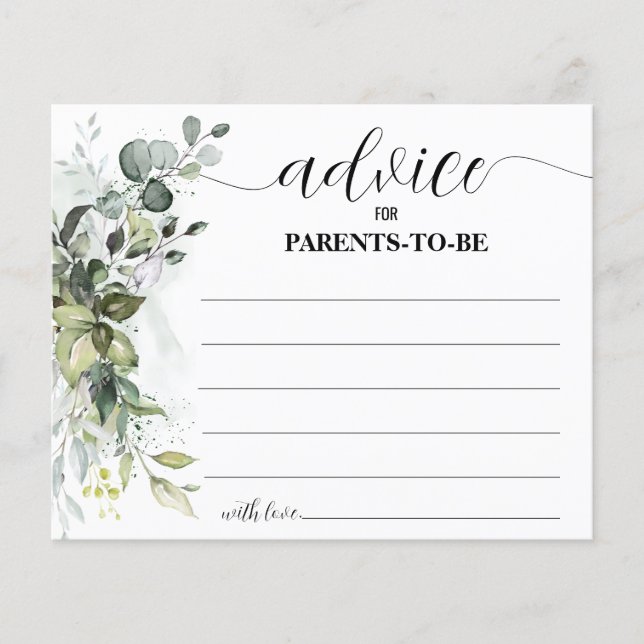 Greenery Advice for Mum & Dad Baby Shower card (Front)