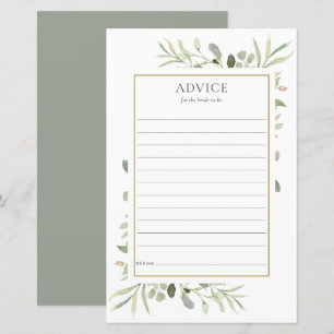 Greenery Advice For The Bride Bridal Shower Card