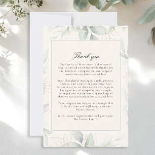 Greenery After Funeral Memorial Sympathy Thank You Card
